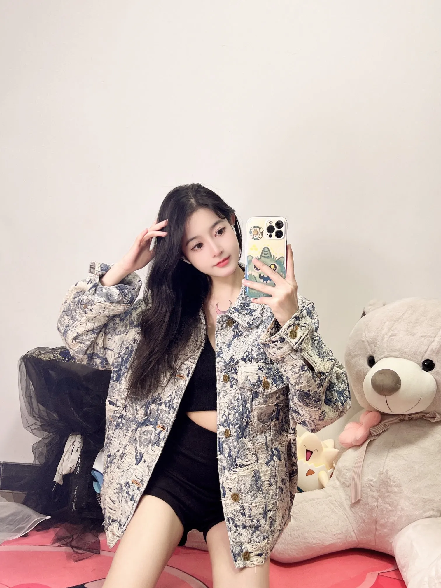 Louis Vuitton/Louis Vuitton Retro floral fringed denim jacket